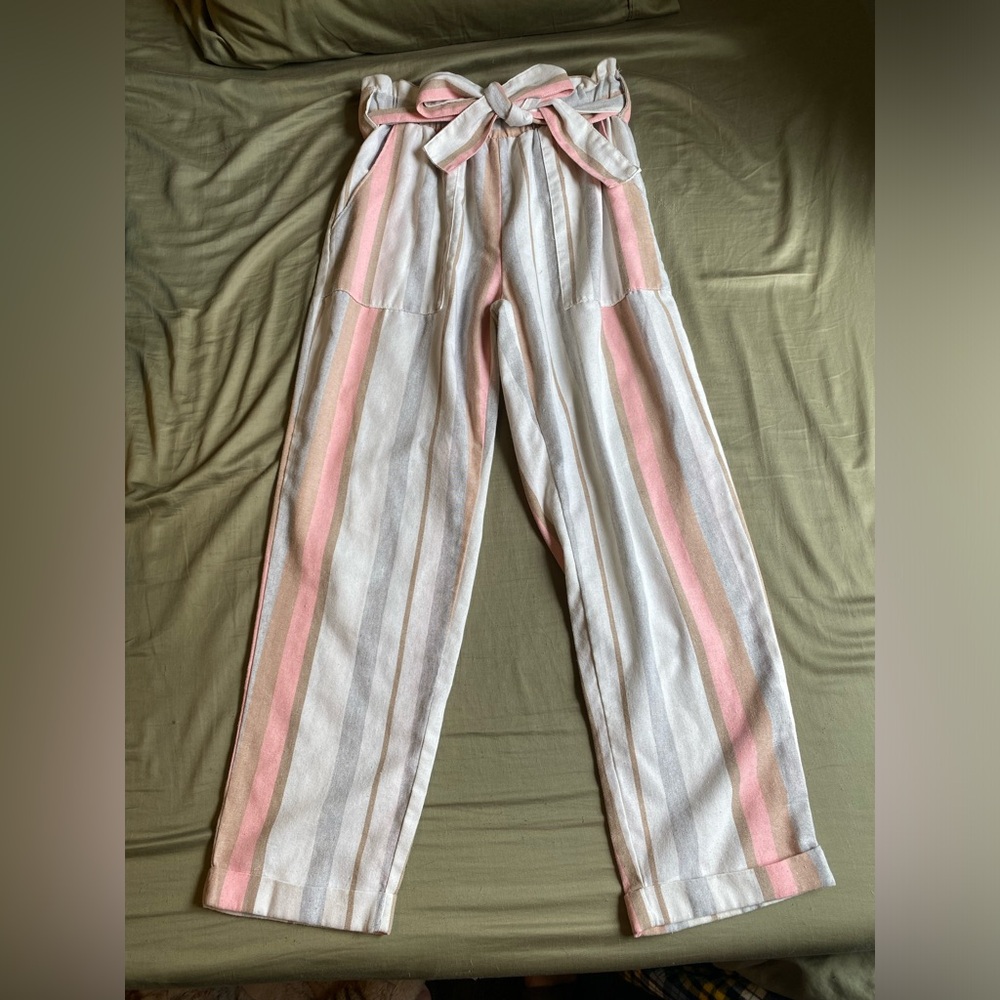 Stripped linen pants
